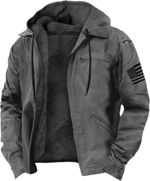Mens Heavyweight Jacket Sherpa Lined Fleece Hooded Jacket Warm Winter Coat Full Zip Plus Size Thicked Thermal Hoodies
