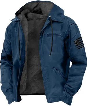Mens Heavyweight Jacket Sherpa Lined Fleece Hooded Jacket Warm Winter Coat Full Zip Plus Size Thicked Thermal Hoodies