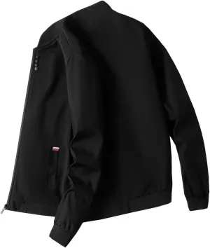 Mens Leather Jacket Tops Slim Fit Lightweight Softshell Coat Casual Fashion Flight Bomber Jackets with Pockets