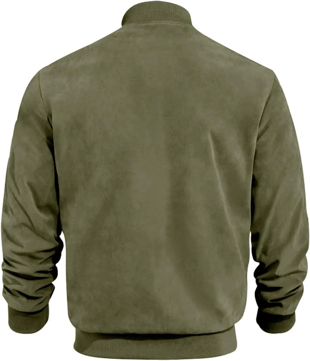 Mens Lightweight Jacket Flight Bomber Jacket Suede Full Zip Casual Softshell Jacket Outwear Pockets Thin Windbreaker