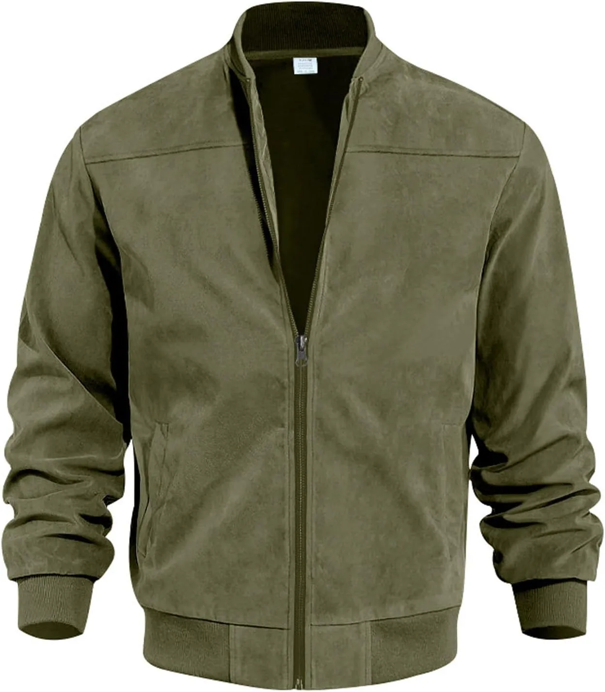 Mens Lightweight Jacket Flight Bomber Jacket Suede Full Zip Casual Softshell Jacket Outwear Pockets Thin Windbreaker