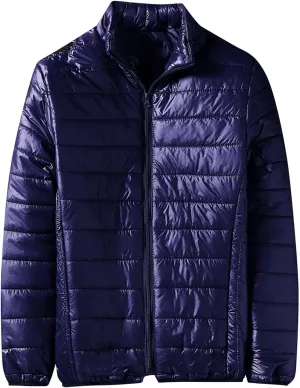 Men's Lightweight Puffer Jacket Winter Warm Down Coats Plus Size Packable Hooded Insulated Coat for Snow Ski Traveling