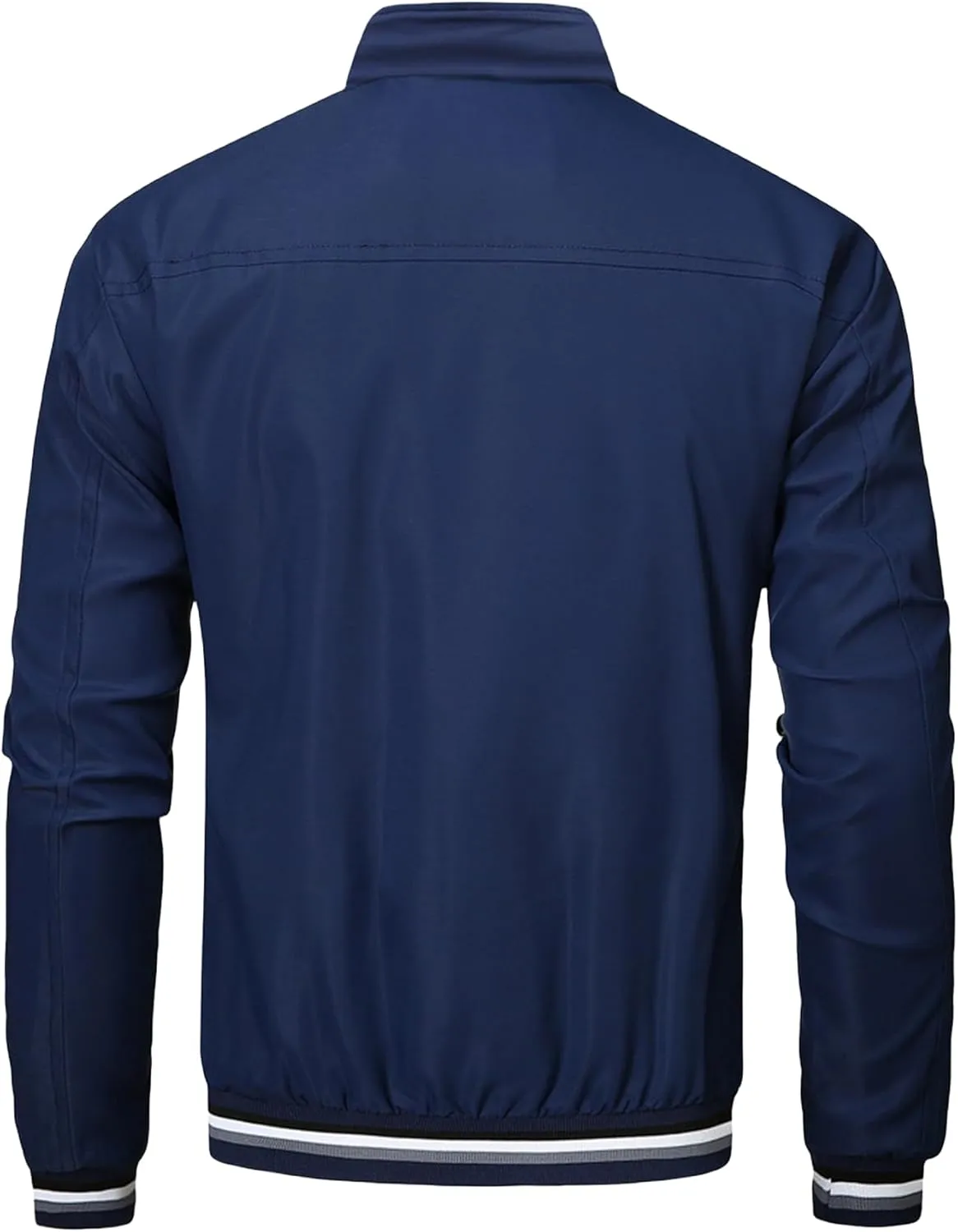 Mens Lightweight Windbreaker Bomber Jacket Zip Up Coat with Pockets, Softshell Windproof Material