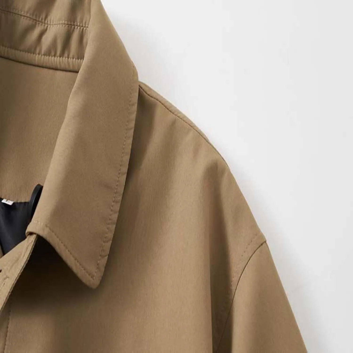 Mens Peacoat Jacket Single Lapel Mid-Length Trench Coat Plus Size Soild Overcoat Fall Winter Pea Coat Outwear