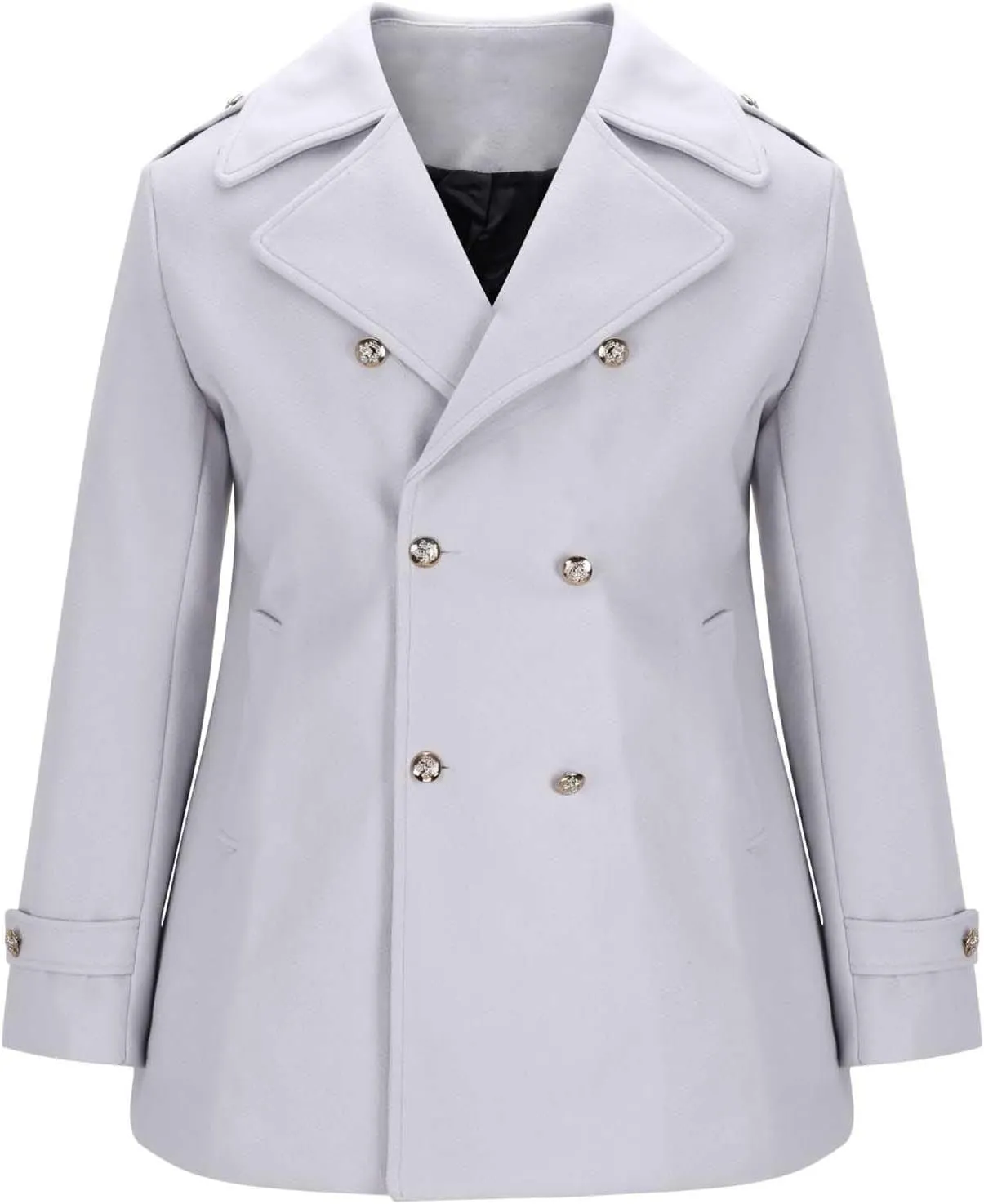 Mens Peacoat Jacket Winter Wool Blend Trench Coats Classic Notched Lapel Collar Double Formal Overcoat