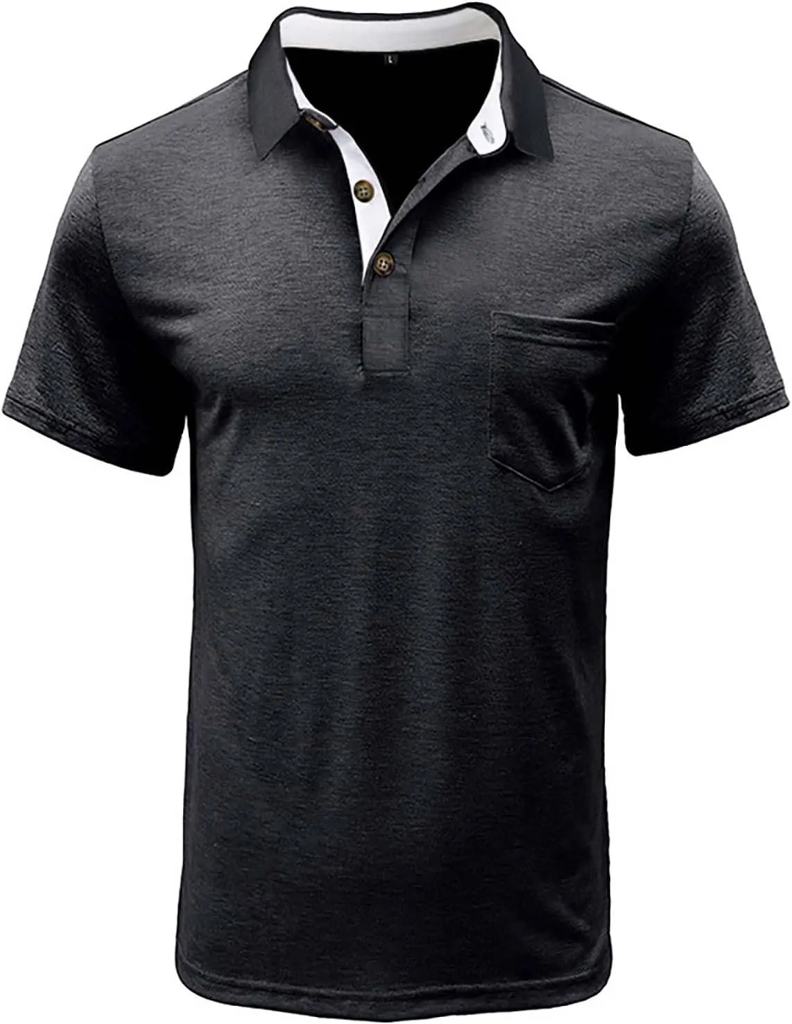 Men's Polo Shirts Summer Short Sleeve Casual 3 Button T-Shirts Classic Basic Golf Work Tees Tops with Pocket