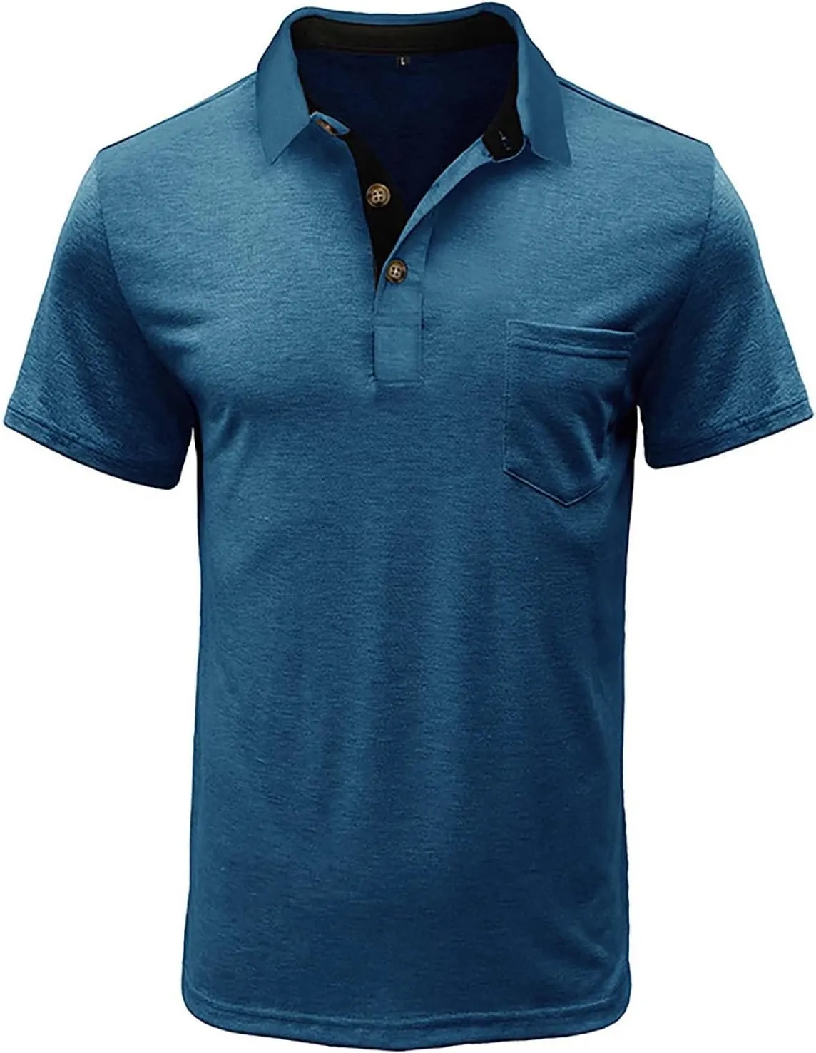 Men's Polo Shirts Summer Short Sleeve Casual 3 Button T-Shirts Classic Basic Golf Work Tees Tops with Pocket
