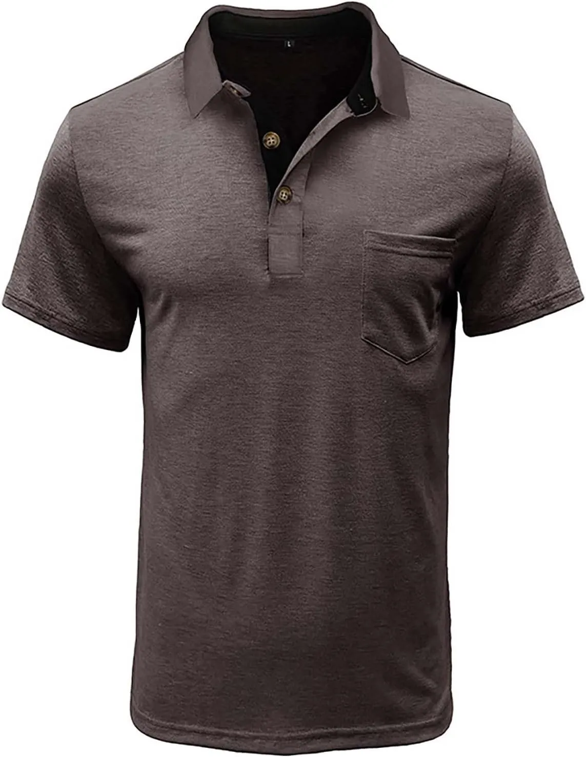 Men's Polo Shirts Summer Short Sleeve Casual 3 Button T-Shirts Classic Basic Golf Work Tees Tops with Pocket