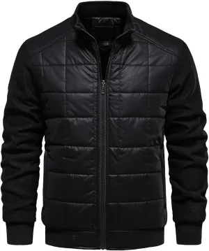 Mens Quilted Flight Bomber Jackets Lightweight Packable Puffer Varsity Coats Warm Winter Zip Up Hiking Padded Coats