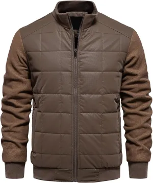 Mens Quilted Flight Bomber Jackets Lightweight Packable Puffer Varsity Coats Warm Winter Zip Up Hiking Padded Coats