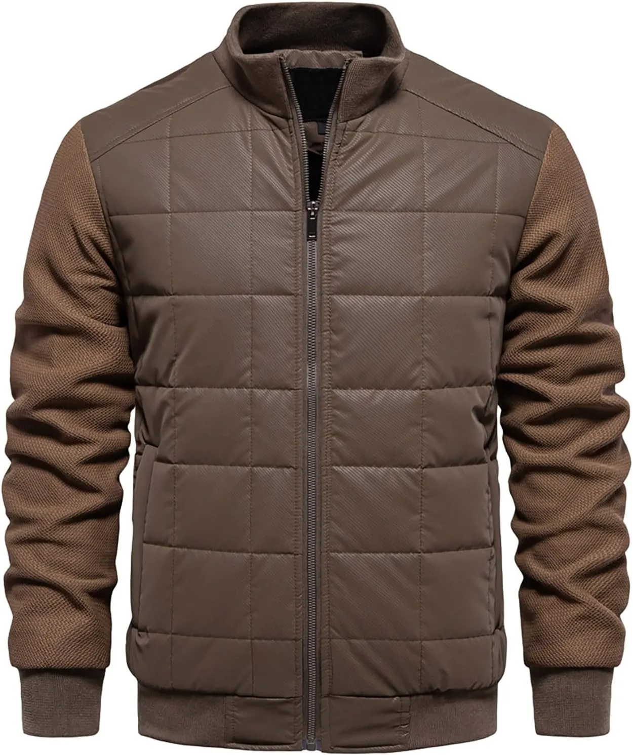 Mens Quilted Flight Bomber Jackets Lightweight Packable Puffer Varsity Coats Warm Winter Zip Up Hiking Padded Coats