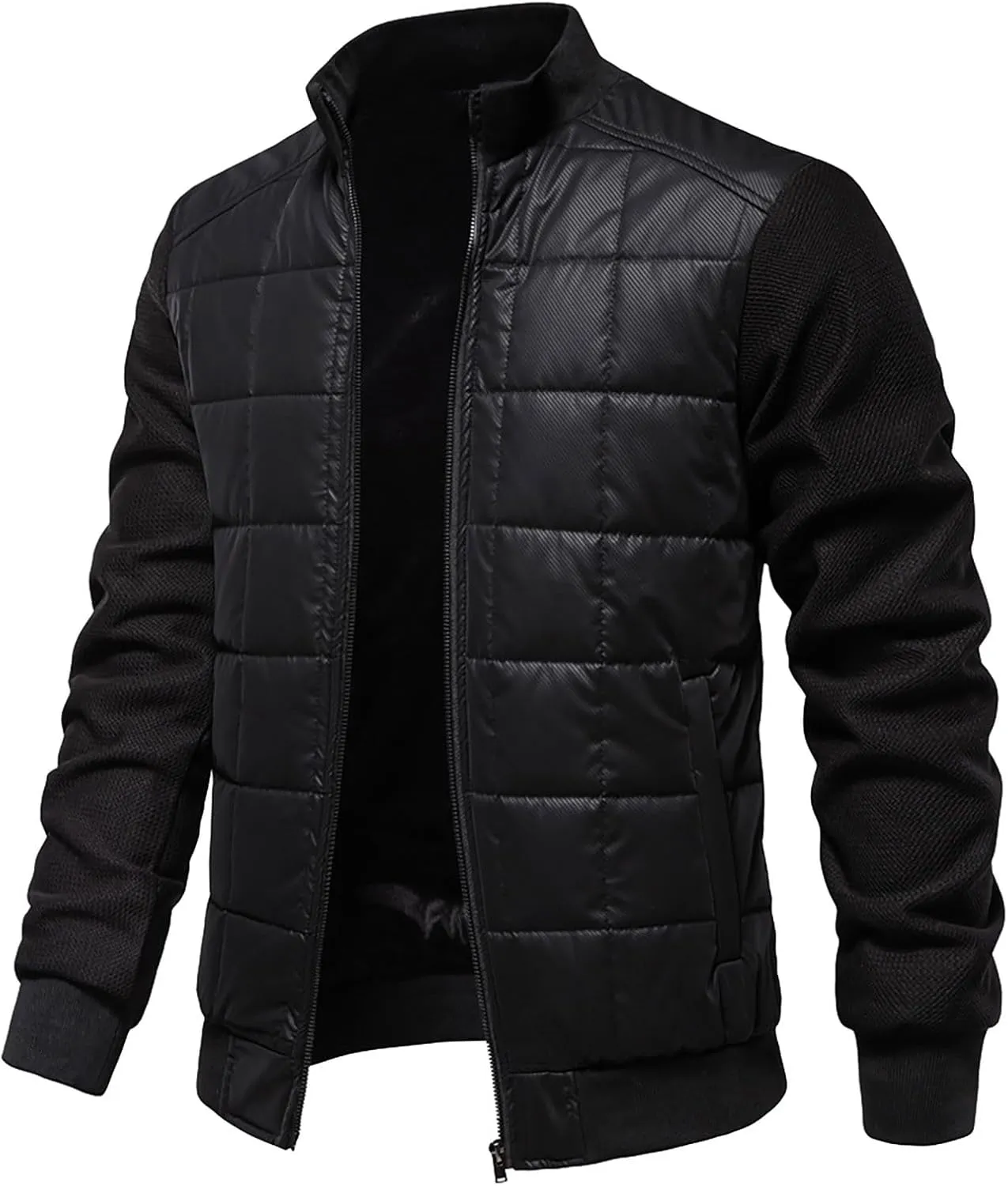 Mens Quilted Flight Bomber Jackets Lightweight Packable Puffer Varsity Coats Warm Winter Zip Up Hiking Padded Coats