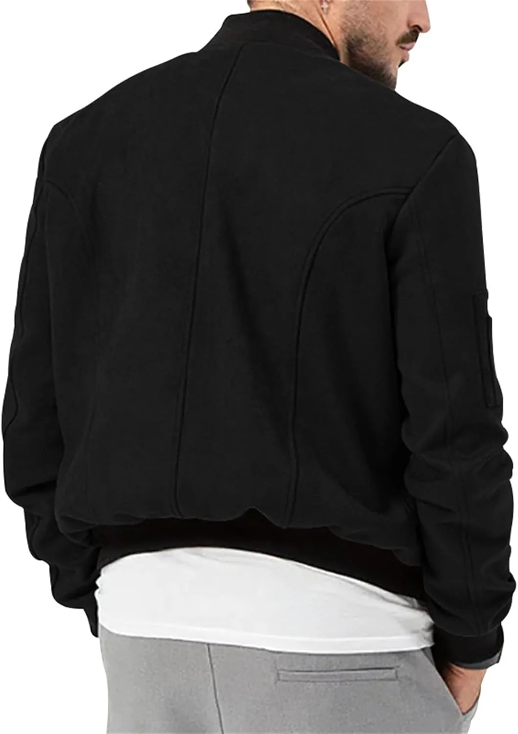 Mens Suede Bomber Jacket Lightweight Classic Fit Snap Button Down Varsity Coat Casual Spring Fall Windbreaker
