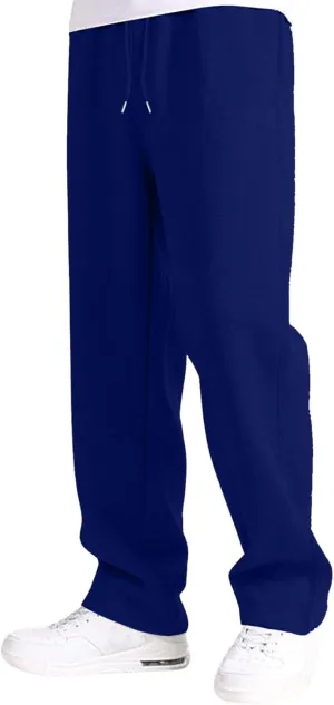Mens Sweatpants Baggy Straight Wide Leg Open Bottom Casual Pants Elastic Waist Workout Athletic Joggers Pockets Sweat Pants