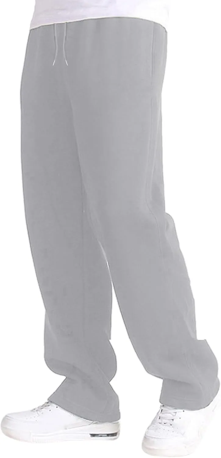Mens Sweatpants Baggy Straight Wide Leg Open Bottom Casual Pants Elastic Waist Workout Athletic Joggers Pockets Sweat Pants
