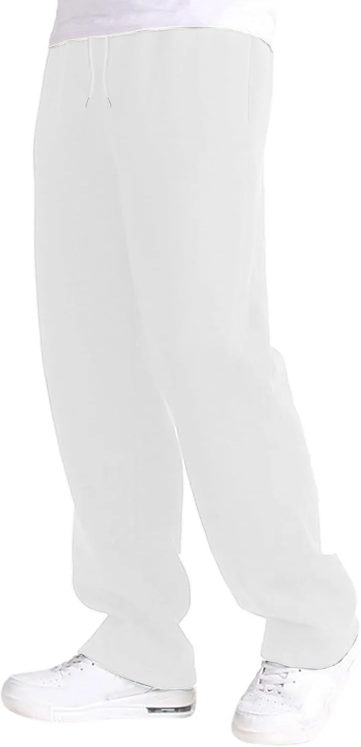 Mens Sweatpants Baggy Straight Wide Leg Open Bottom Casual Pants Elastic Waist Workout Athletic Joggers Pockets Sweat Pants