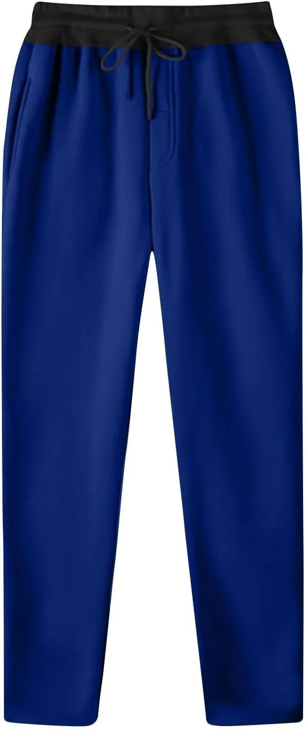 Men's Sweatpants Open Bottom Straight Leg Trousers Baggy Lounge Running Athletic Joggers Pants with Pockets