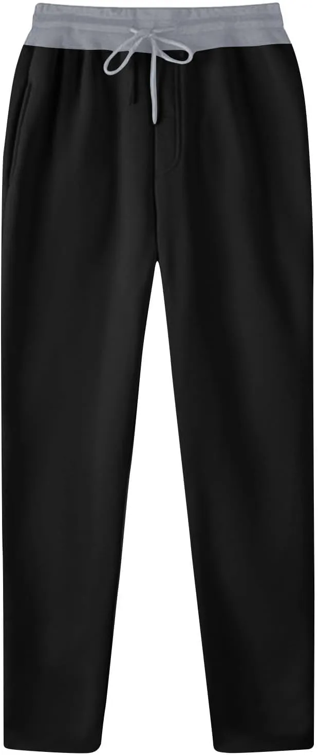 Men's Sweatpants Open Bottom Straight Leg Trousers Baggy Lounge Running Athletic Joggers Pants with Pockets