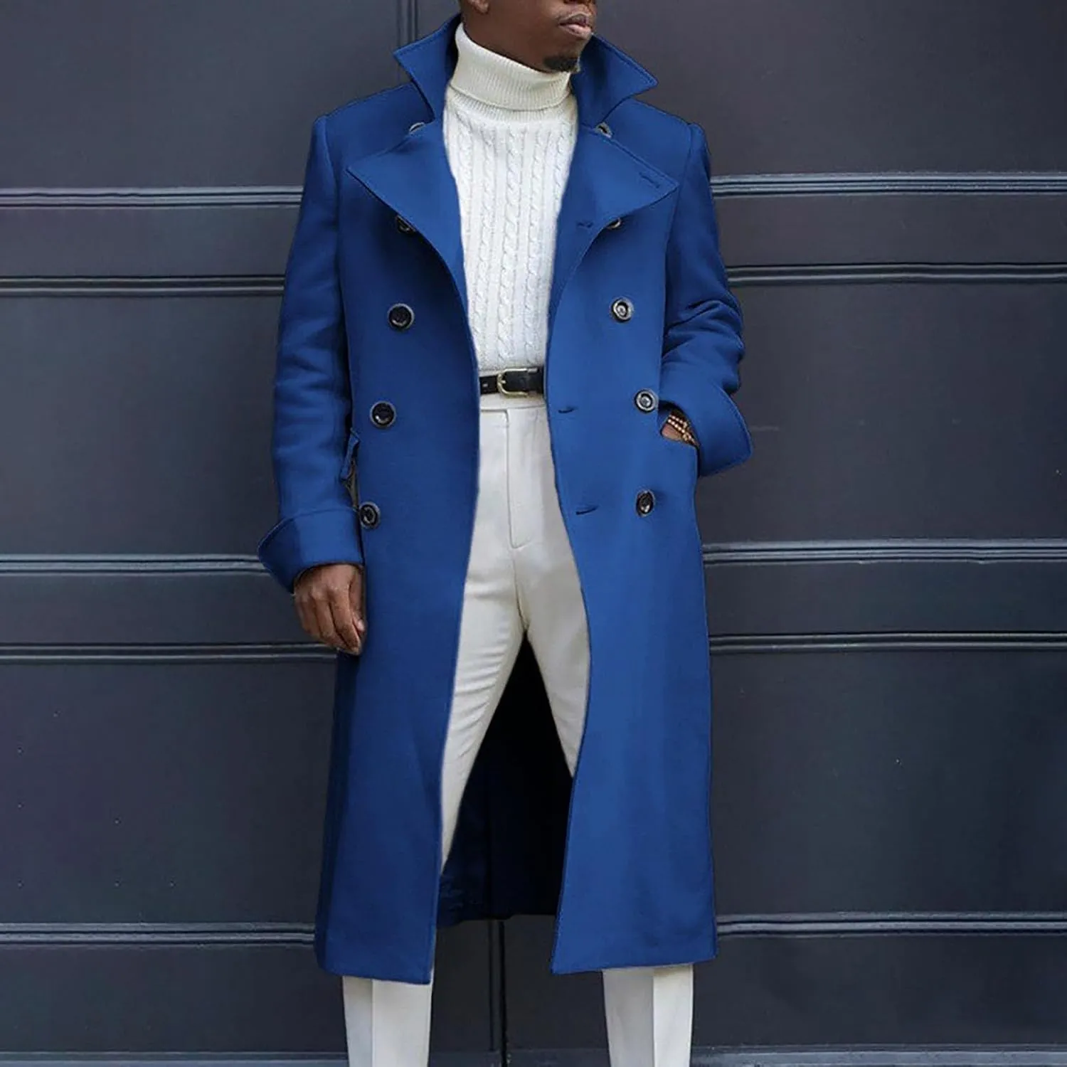 mens trench coat Coat Lapel Collar Long Sleeve Padded Leather Jacket Vintage Thicken Coat Sheepskin Jacket rain coat