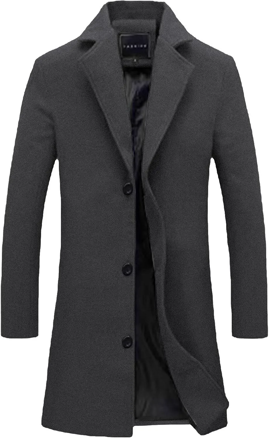 Mens Trench Coat Mid Length Wool Coat Big and Tall Winter Jacket Single Breasted Peacoat Lapel Cardigan Jacket