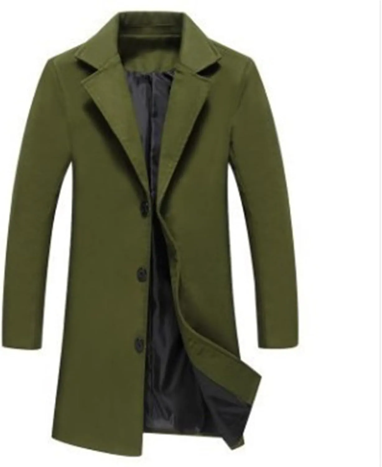 Mens Trench Coat Mid Length Wool Coat Big and Tall Winter Jacket Single Breasted Peacoat Lapel Cardigan Jacket