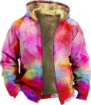 Men's Vintage Heavyweight Sherpa Fleece Lined Jackets Winter Warm Sweatshirt Coats Big And Tall Zip Up Hoodie Men