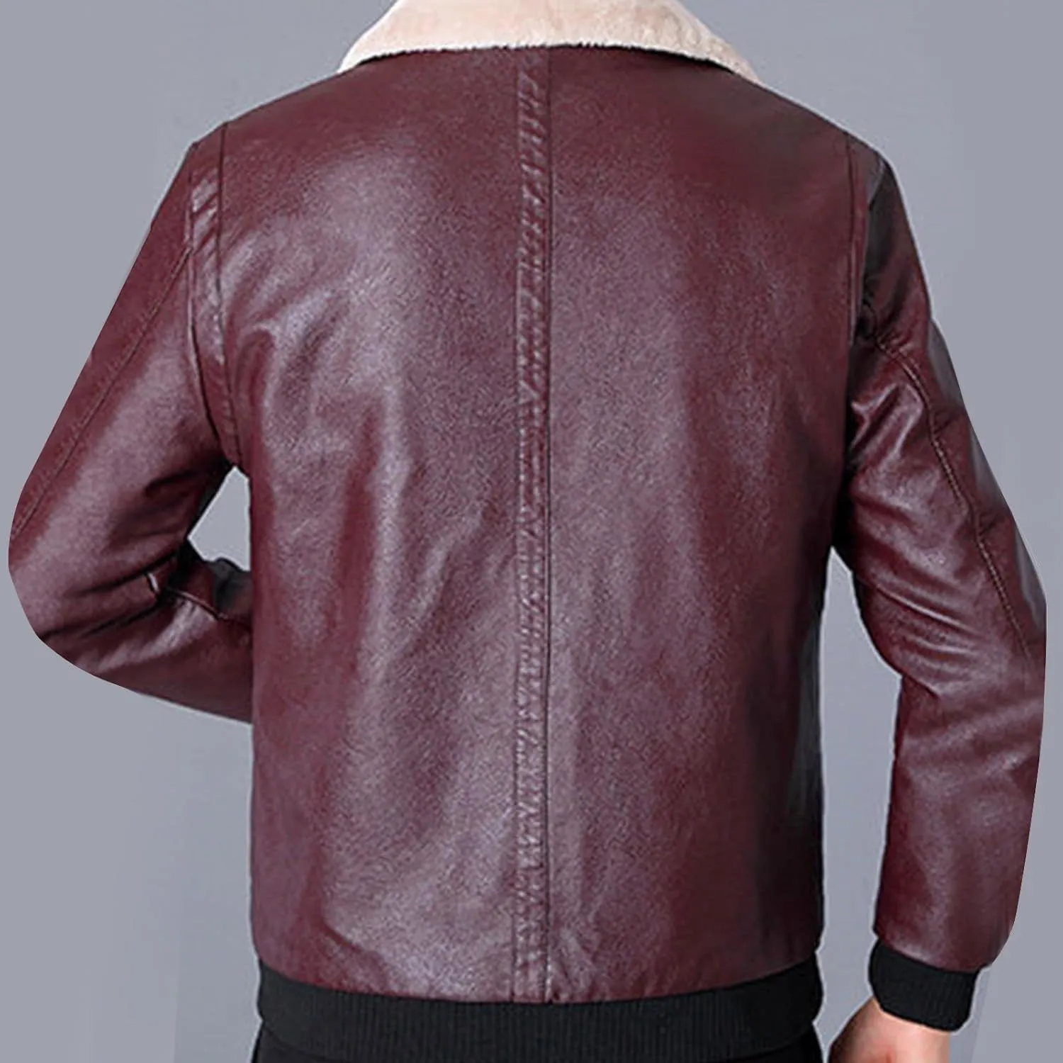 Men's Winter Warm Leather Jacket Fleece Lined Motorcycle Biker Coats