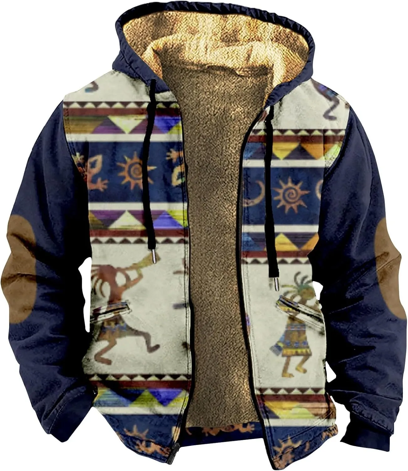 Mens Zip Up Hoodie Heavyweight Camo Hoodie Thick Fleece Lined Jacket Fall Fashion Coat Warm Winter Outwear