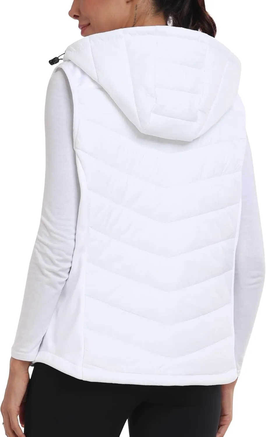 MoFiz Womens Puffer Softshell Vest Hooded Lightweight Insulated Hybrid Down Jacket Full Zip Running Vest
