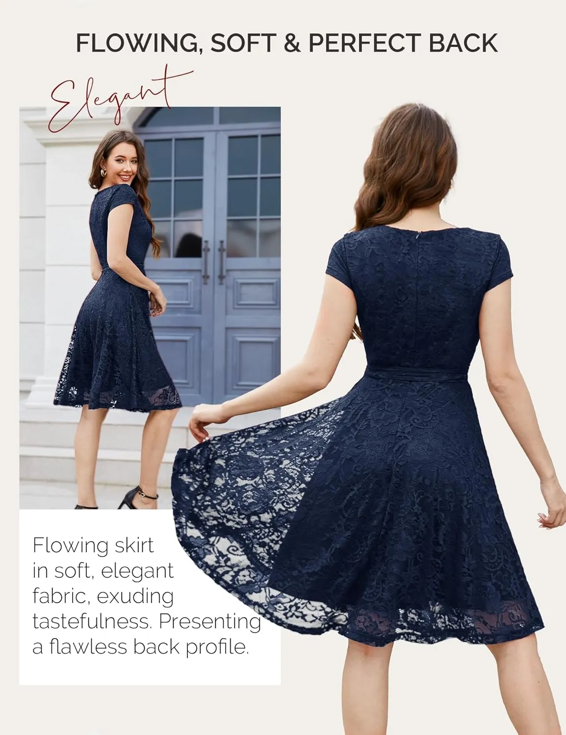 MUADRESS Women's Lace Cocktail Wedding Party Dress