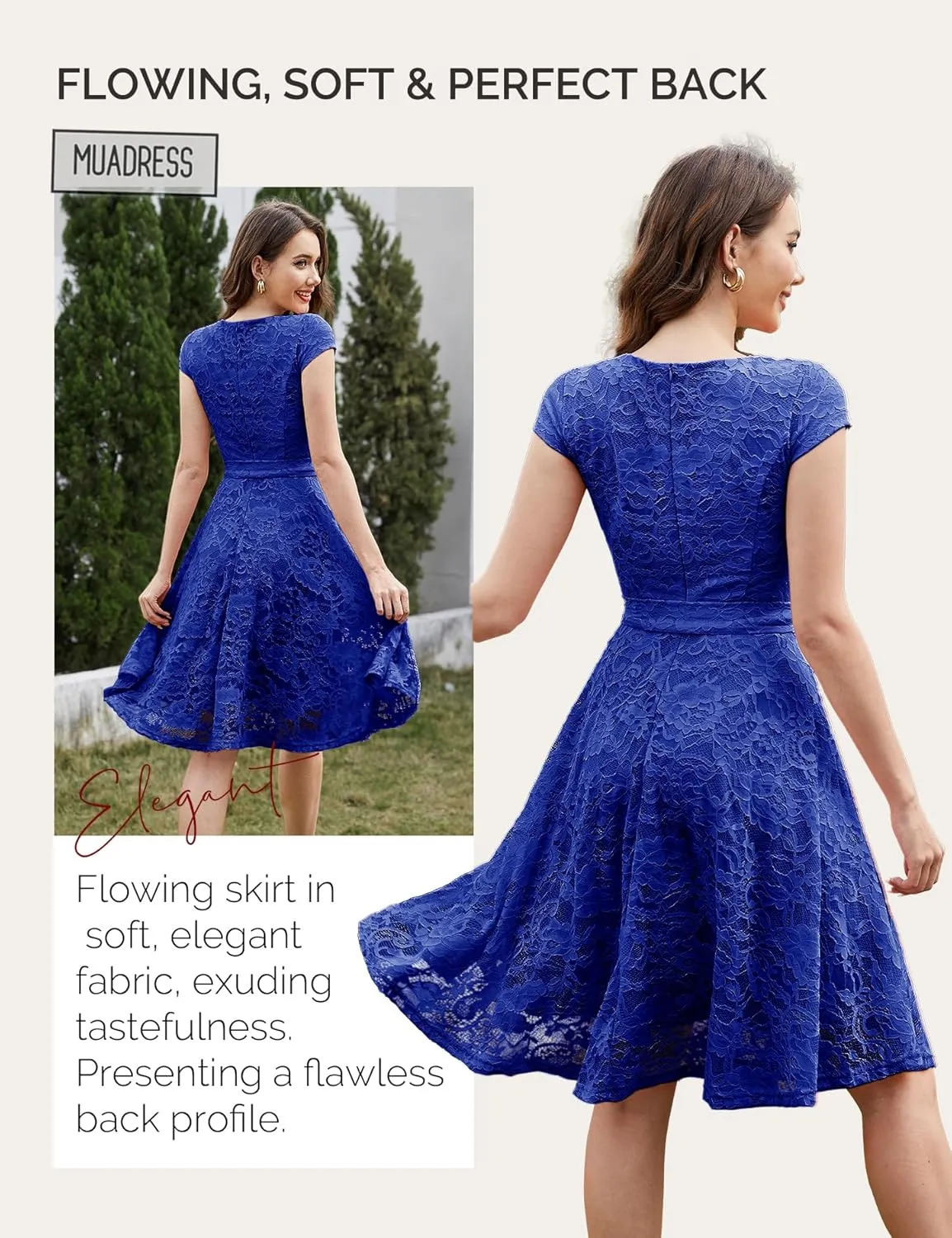 MUADRESS Women's Lace Cocktail Wedding Party Dress