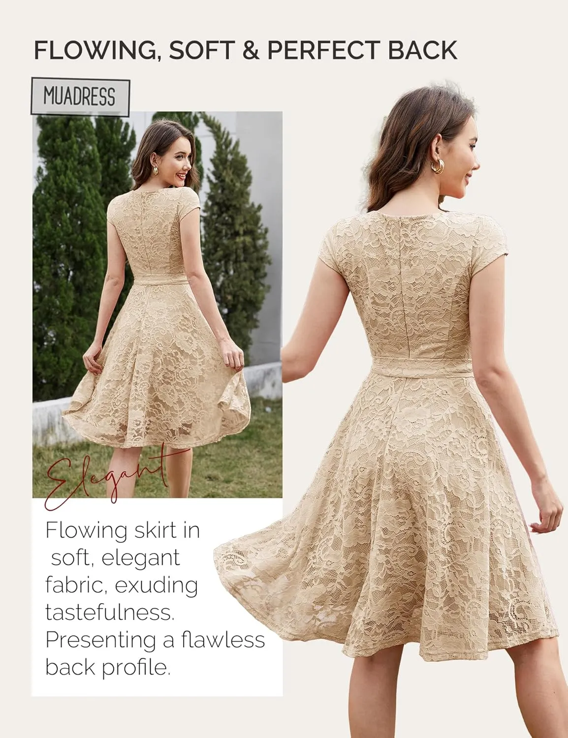 MUADRESS Women's Lace Cocktail Wedding Party Dress