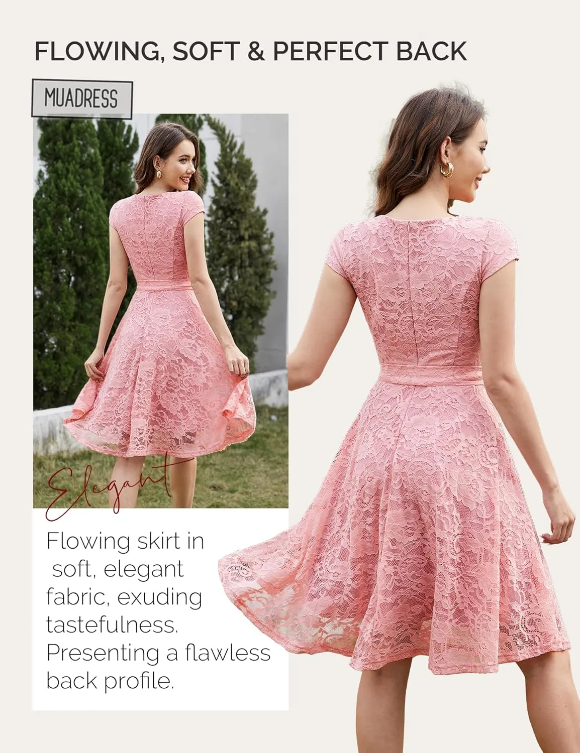MUADRESS Women's Lace Cocktail Wedding Party Dress