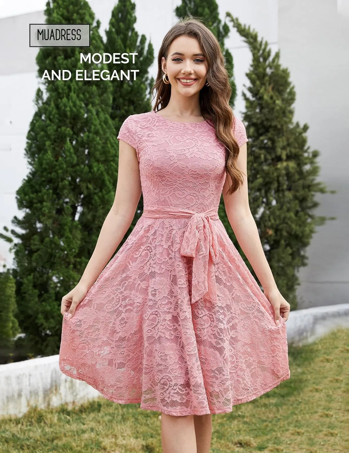MUADRESS Women's Lace Cocktail Wedding Party Dress