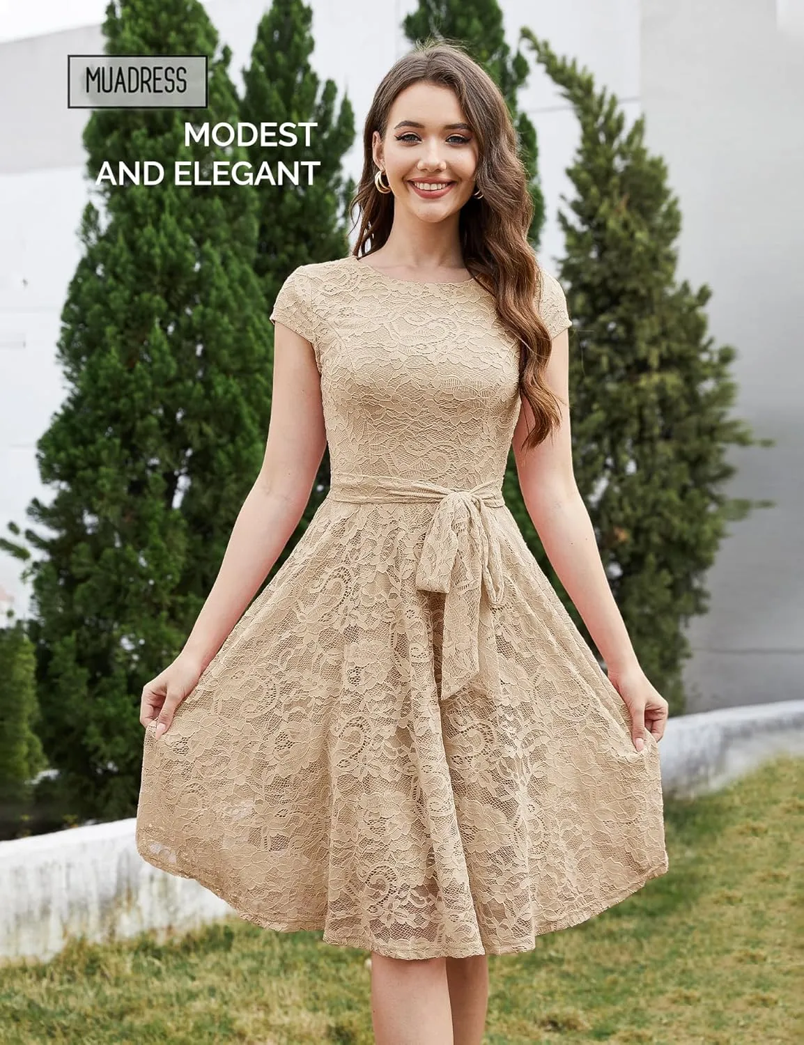 MUADRESS Women's Lace Cocktail Wedding Party Dress