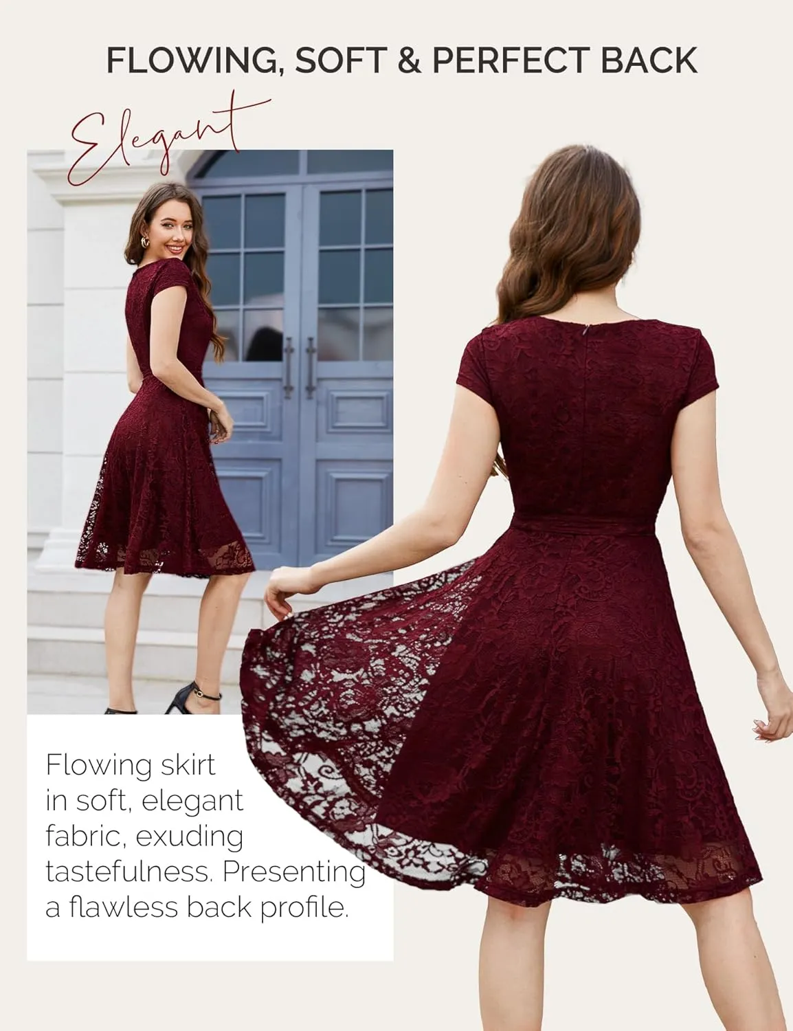 MUADRESS Women's Lace Cocktail Wedding Party Dress