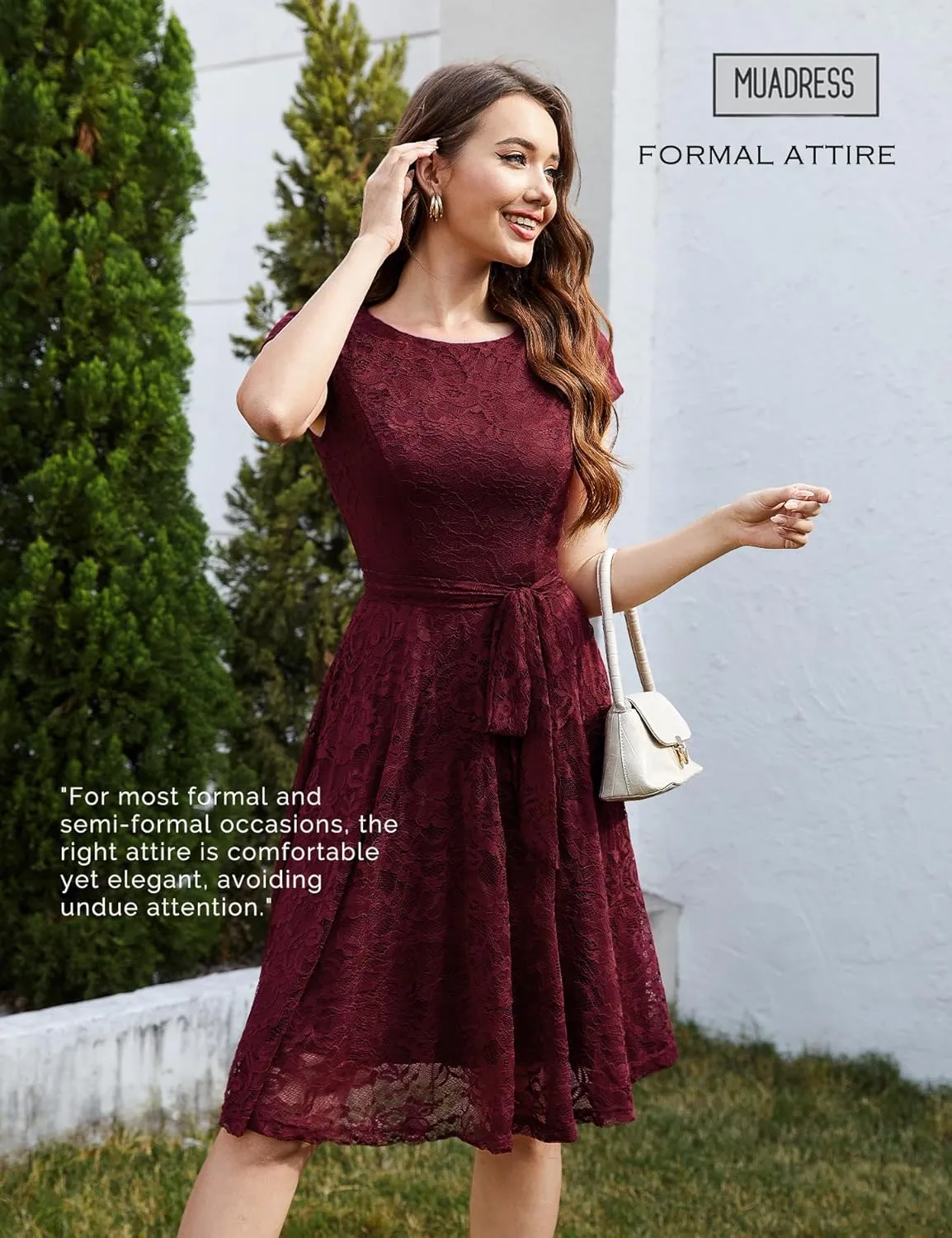 MUADRESS Women's Lace Cocktail Wedding Party Dress