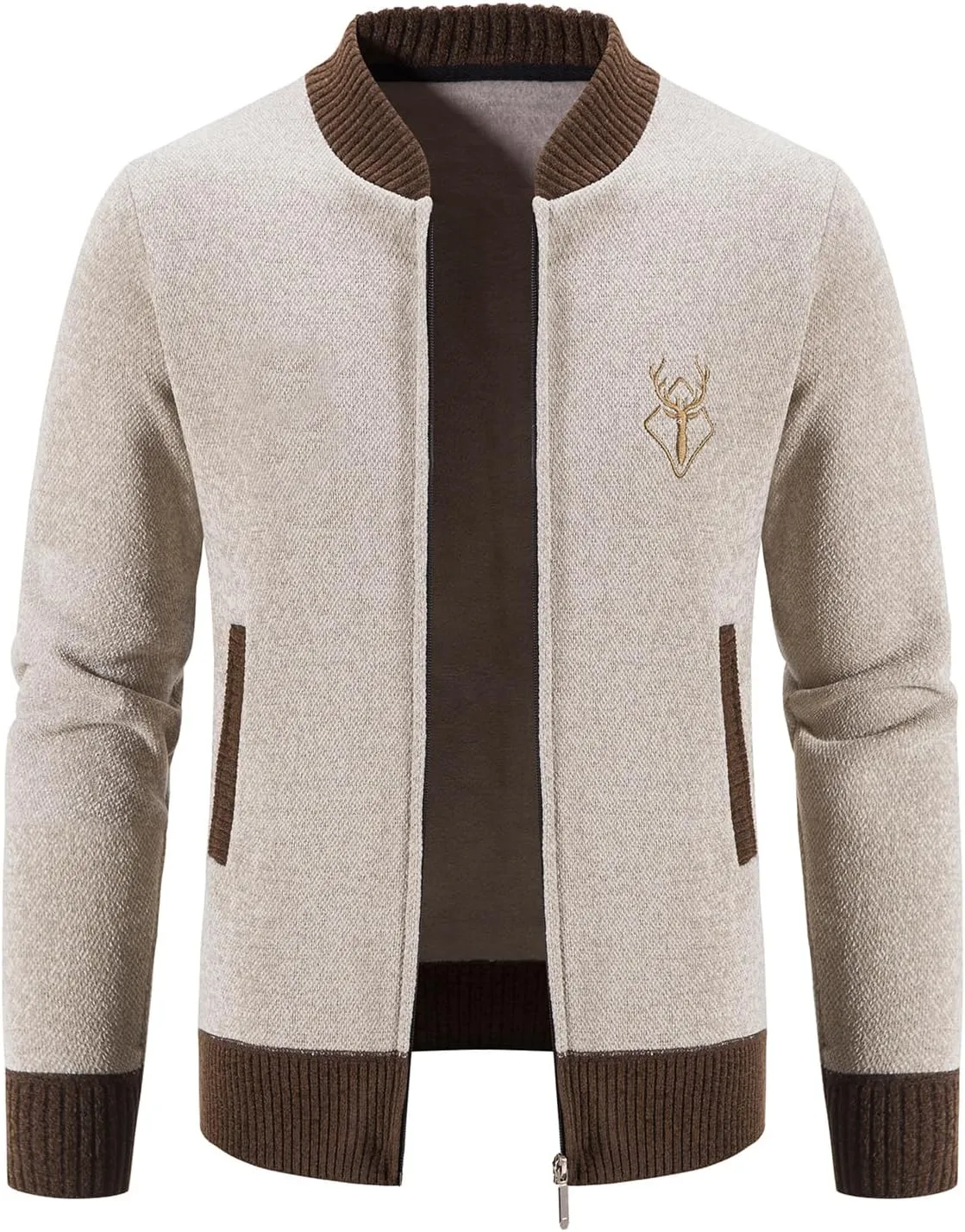 Mylldey Mens Casual Full Zip Cardigan Sweaters Cable Knit Jacket Sweater Men, US Size