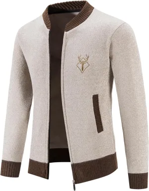 Mylldey Mens Casual Full Zip Cardigan Sweaters Cable Knit Jacket Sweater Men, US Size