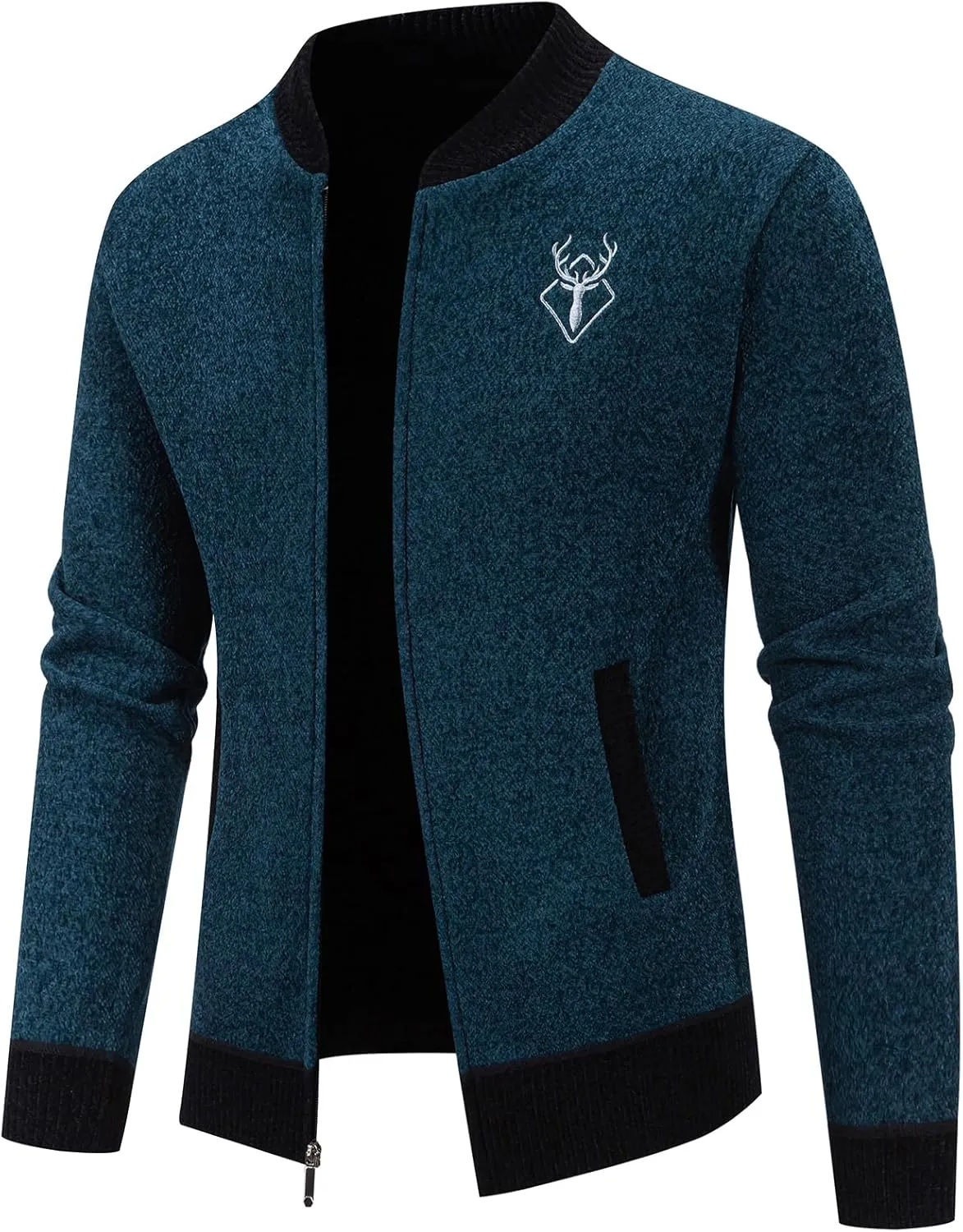 Mylldey Mens Casual Full Zip Cardigan Sweaters Cable Knit Jacket Sweater Men, US Size
