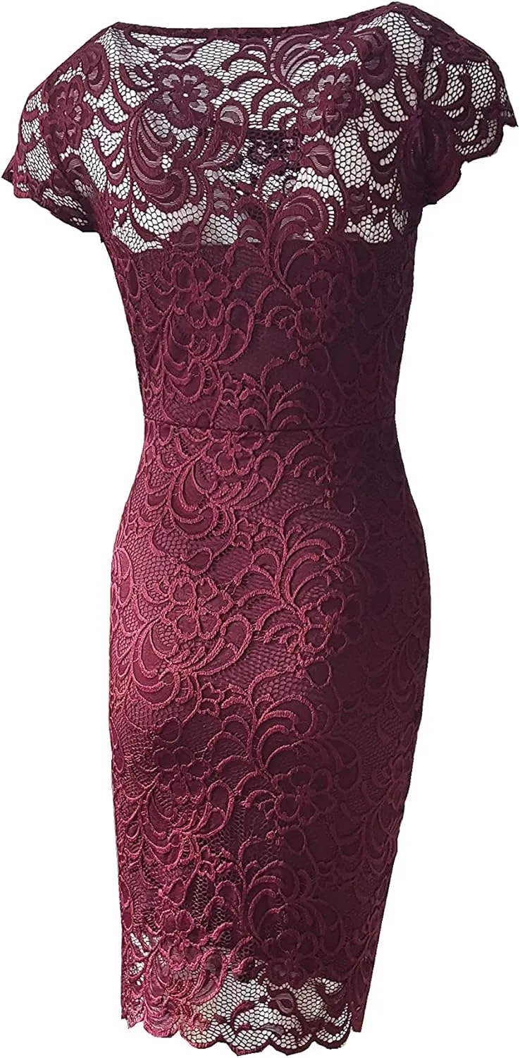 ODCOCD Women's Lace Dress/Cocktail Party Dress/Wedding Guest & Bridesmaid Dresses