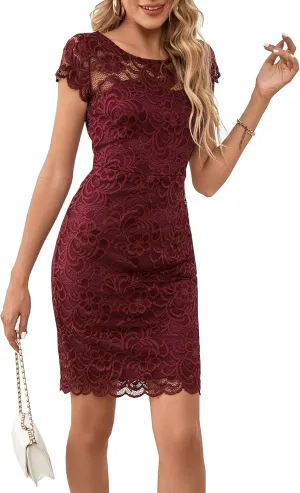 ODCOCD Women's Lace Dress/Cocktail Party Dress/Wedding Guest & Bridesmaid Dresses