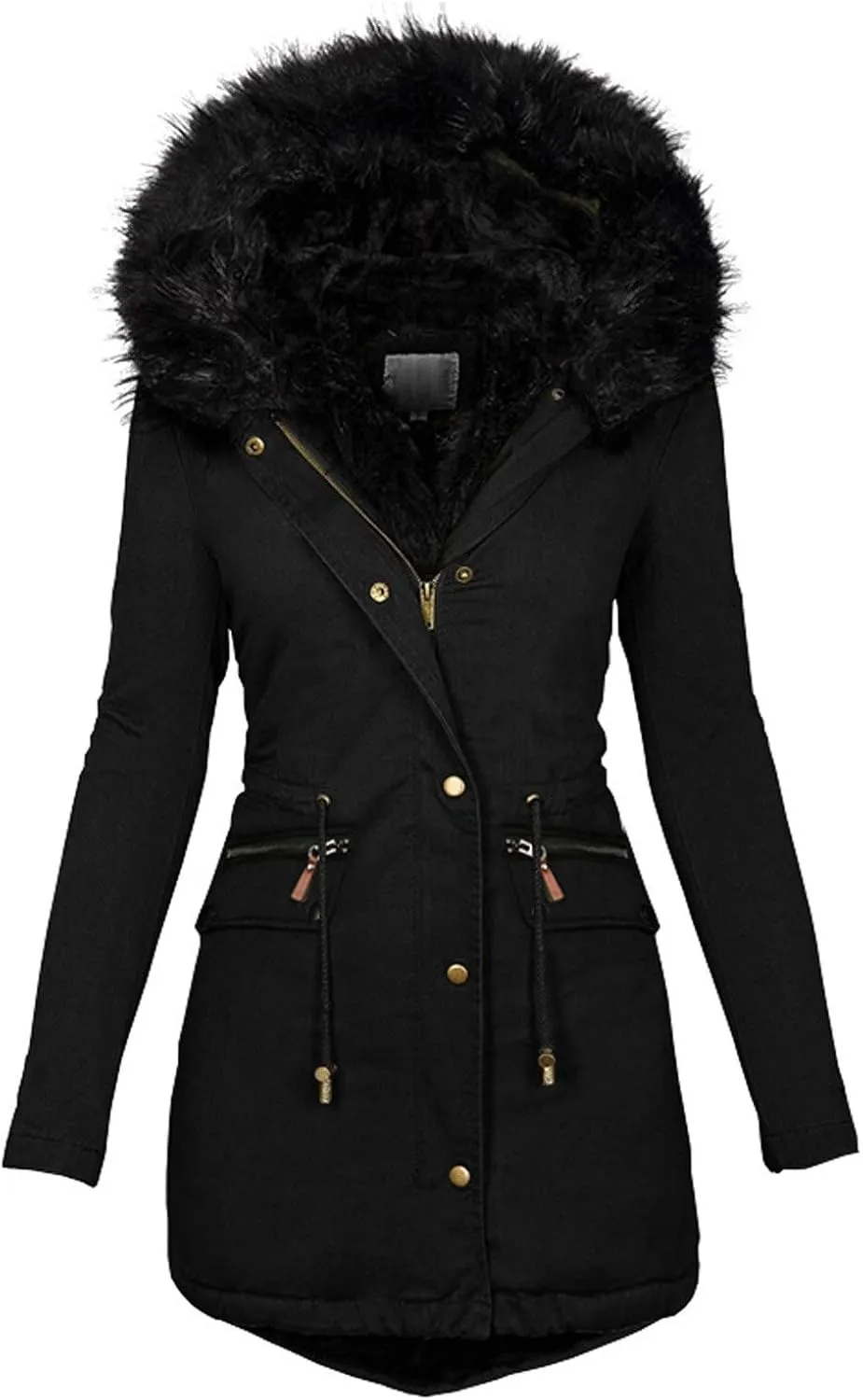 OIOLOYJM Winter Fashion Coats Womens Warm Hooded Jacket Thick Padded Loose Fleece Outerwear Oversized Faux Fur Hooded Coats