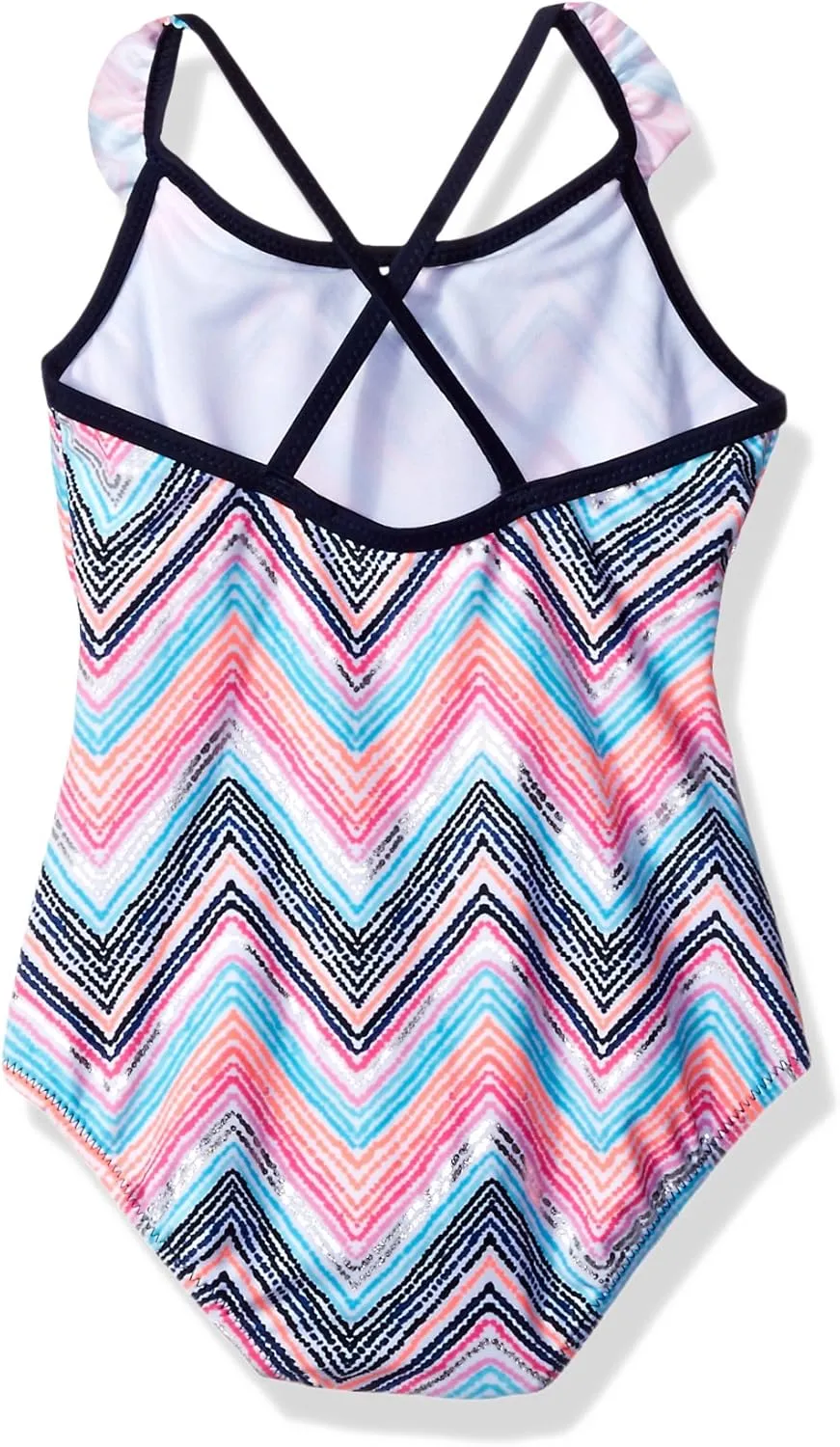 Osh Kosh Girls' Zigzag Stripe One Piece Swimsuit