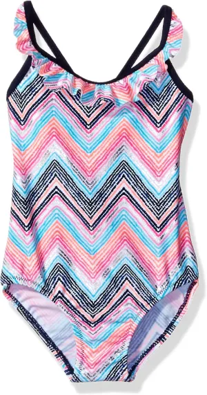 Osh Kosh Girls' Zigzag Stripe One Piece Swimsuit
