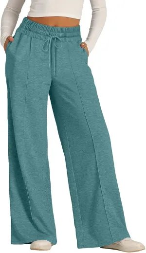 Oversized Sweatpants Women Baggy Lightweight Wide Leg Pants with Pockets Y2k High Waisted Flare Sweatpants Joggers