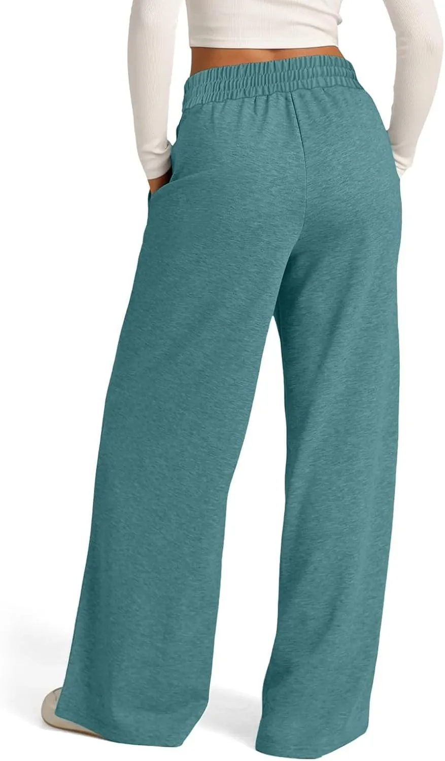 Oversized Sweatpants Women Baggy Lightweight Wide Leg Pants with Pockets Y2k High Waisted Flare Sweatpants Joggers