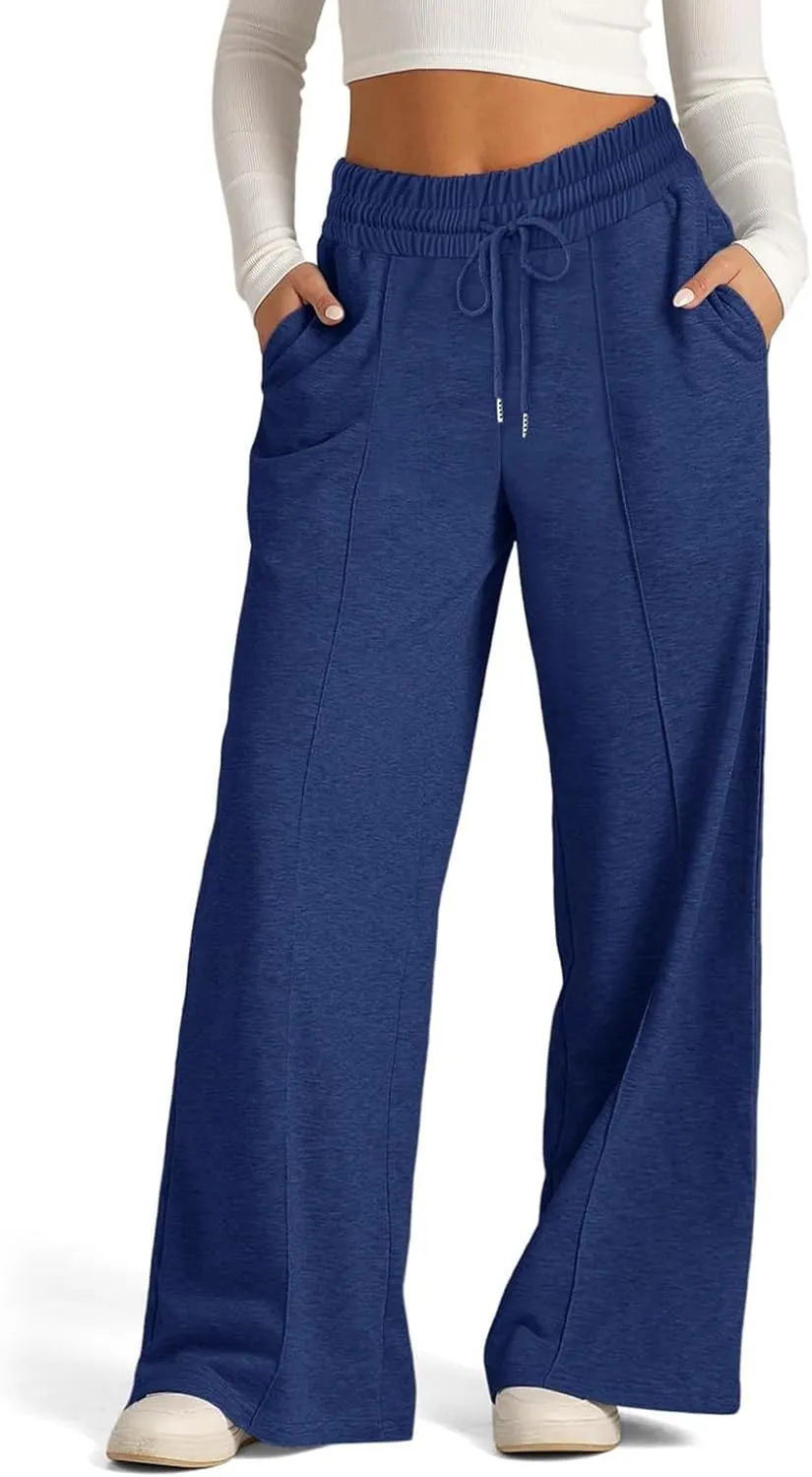 Oversized Sweatpants Women Baggy Lightweight Wide Leg Pants with Pockets Y2k High Waisted Flare Sweatpants Joggers
