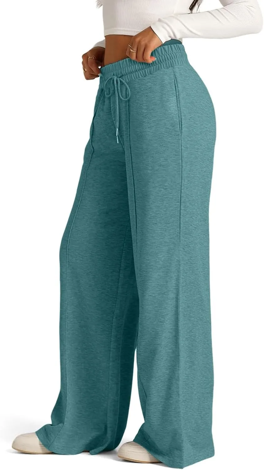 Oversized Sweatpants Women Baggy Lightweight Wide Leg Pants with Pockets Y2k High Waisted Flare Sweatpants Joggers