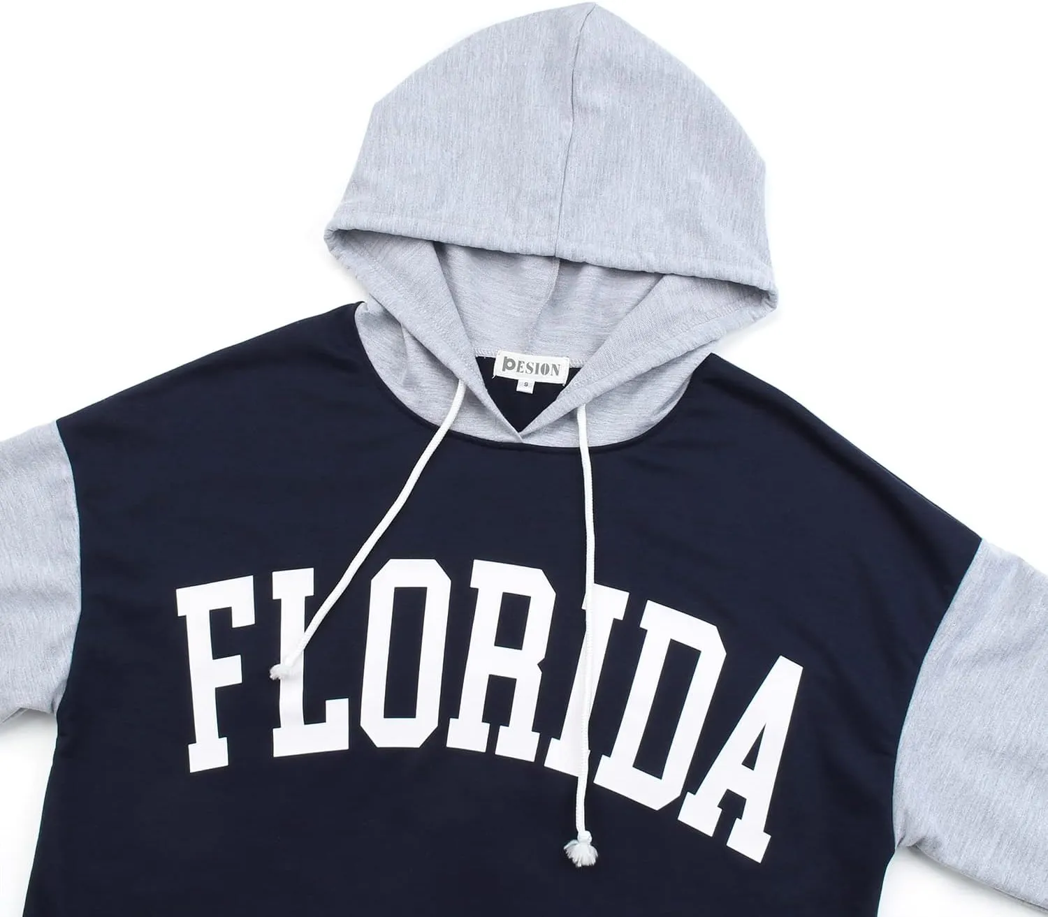 PESION Womens Pullover Hoodies Oversized Graphic Color Block Novelty Hoodie Sweatshirts with Pockets